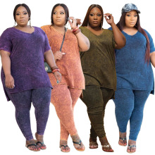 Latest Design Women Fashion Casual Two Piece Set 2020 Women Solid Color Clothing Plus Size Two Piece Set